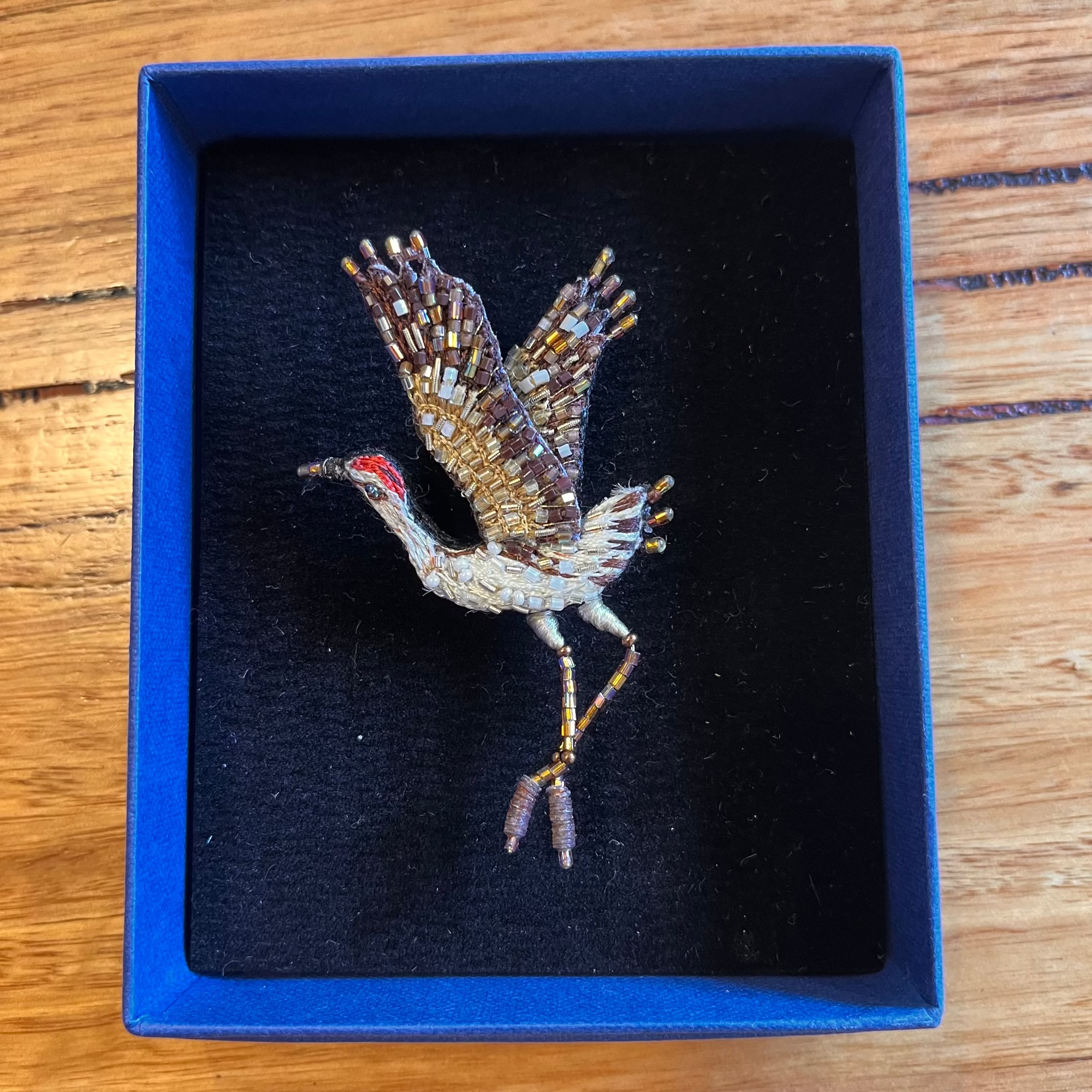 Trovelore Whooping Crane Embroidered Brooch Pin