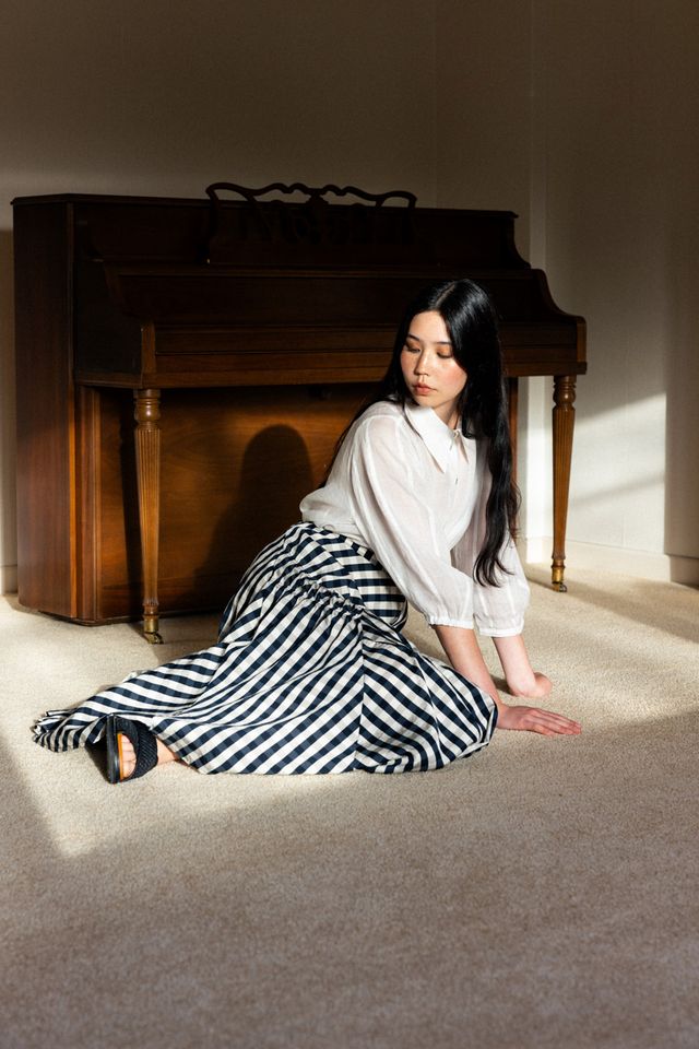 In Stitches Skirt- Ink Check