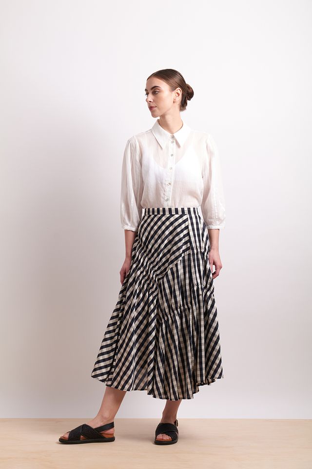 In Stitches Skirt- Ink Check