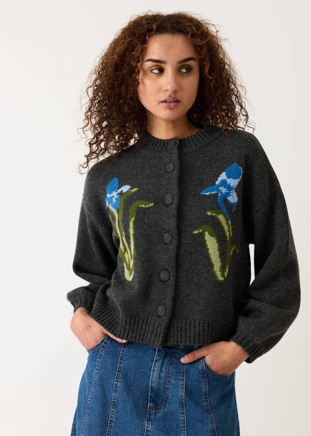 Nancybird Iris Wool Cardigan in Charcoal