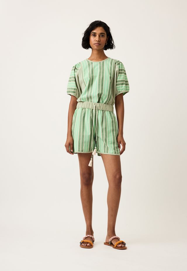 Iris Short- Green Stripe