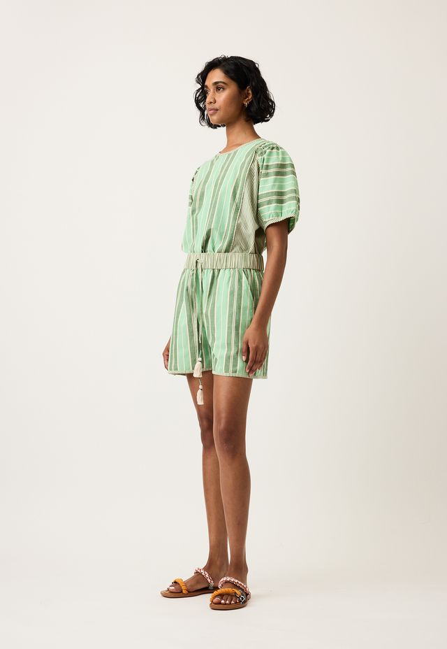 Iris Short- Green Stripe