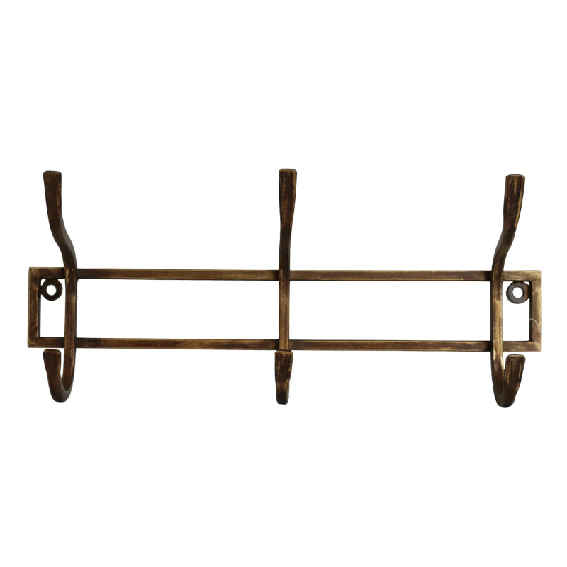 CC nteriors Iron 3 Hook in Antique Brass Finish