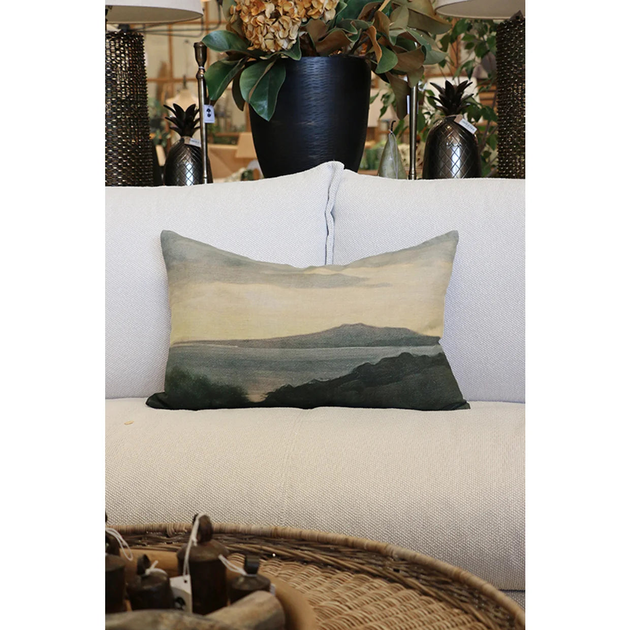 CC Interiors Island at Dusk Linen Lumbar Cushion 40 x 60cm