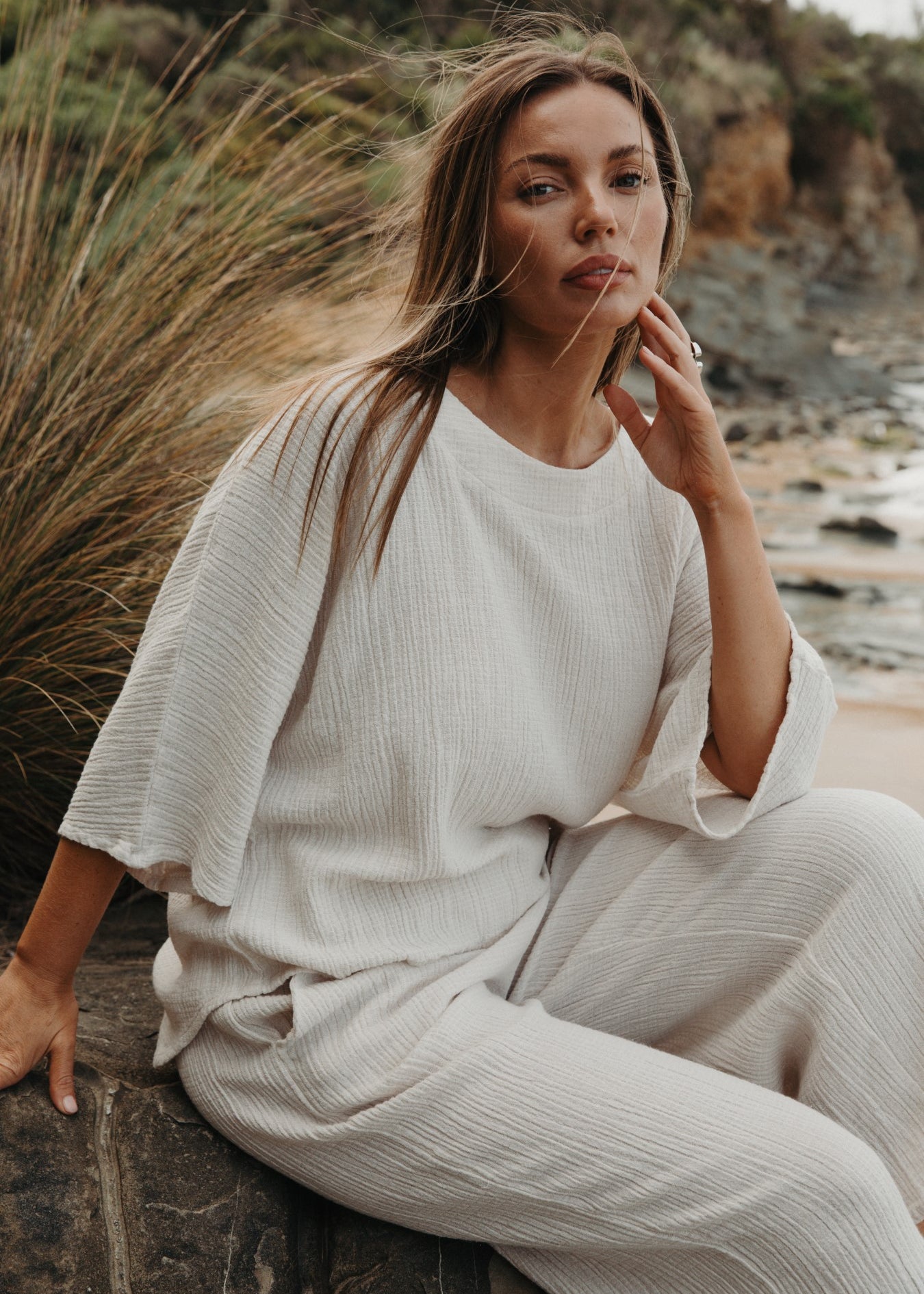 Talamaya Isle Tee Top- White x Pumice