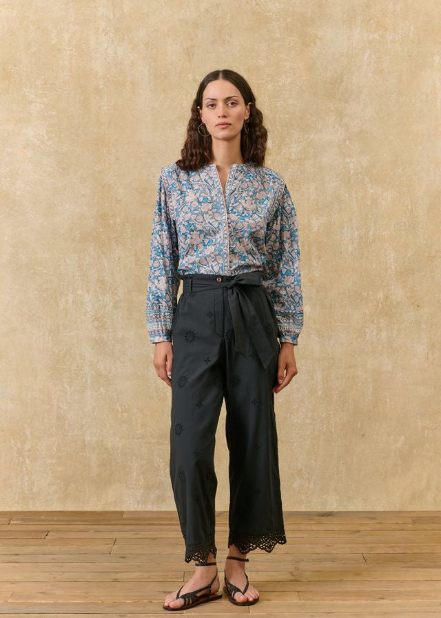 Louise Misha Jane Shirt in Blue Mountain Avens Print