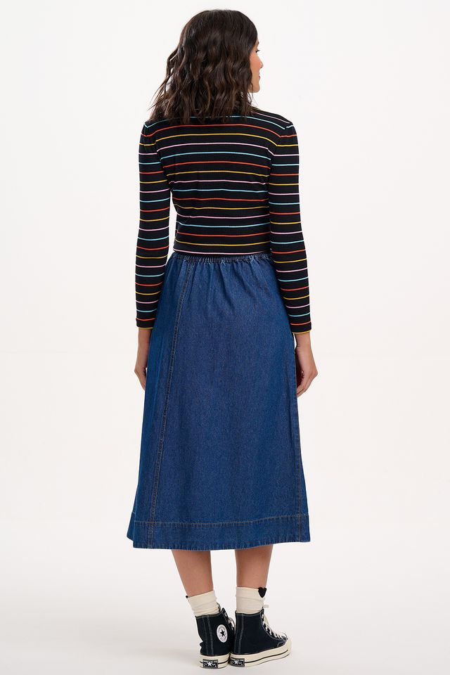 Joanna Midi Skirt- Deep Blue Denim