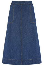 Joanna Midi Skirt- Deep Blue Denim