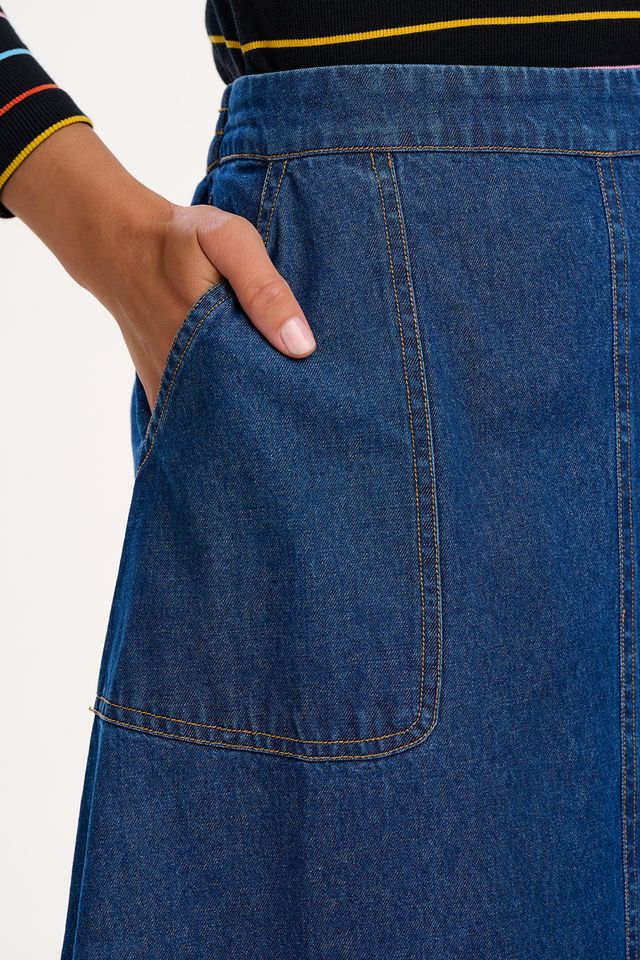 Joanna Midi Skirt- Deep Blue Denim