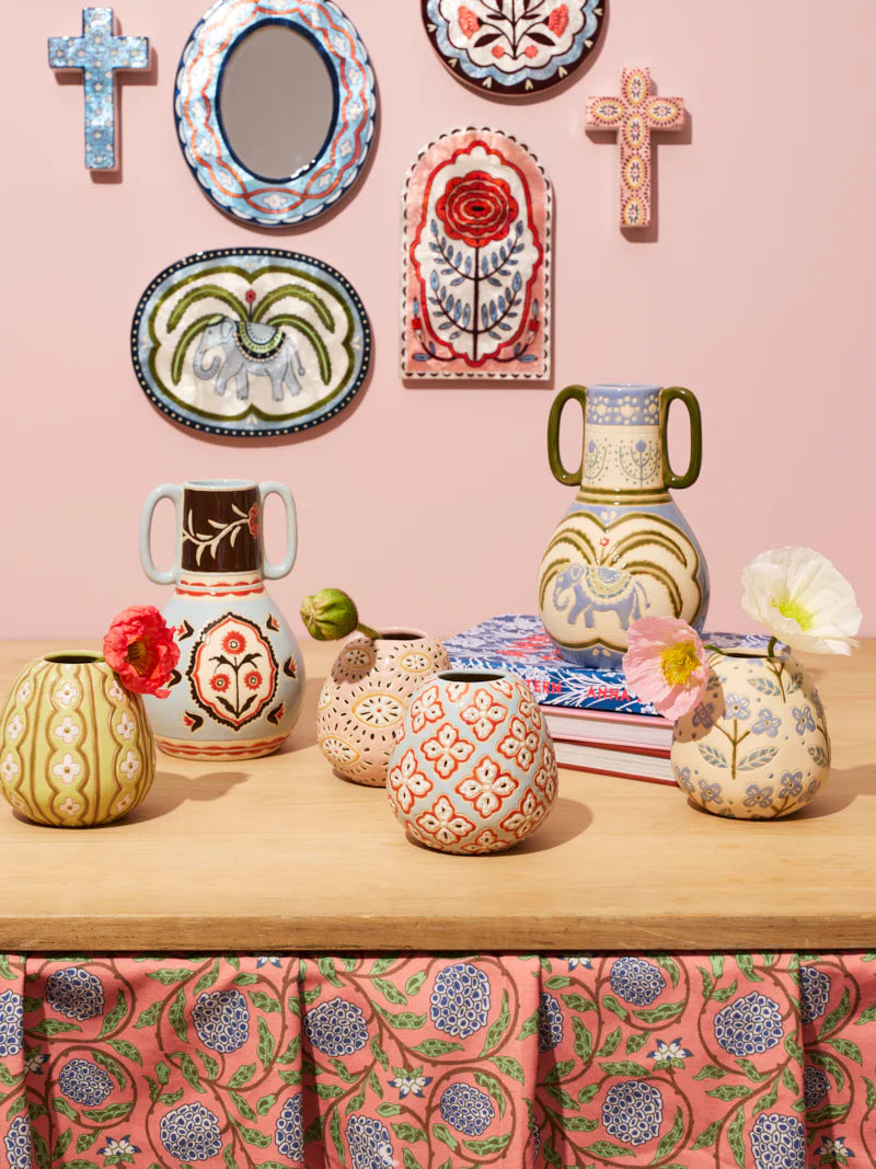 Pollen Vase- Blue Paisley
