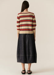 Jules Stripe Knit- Pebble/Red