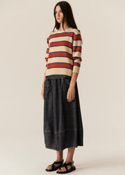 Jules Stripe Knit- Pebble/Red