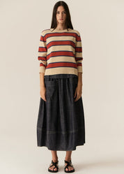 POL Jules Stripe Knit in Pebble/Red