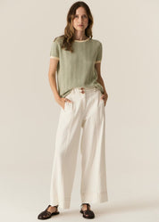 Pol Jules Knit Tee in Green/Blue