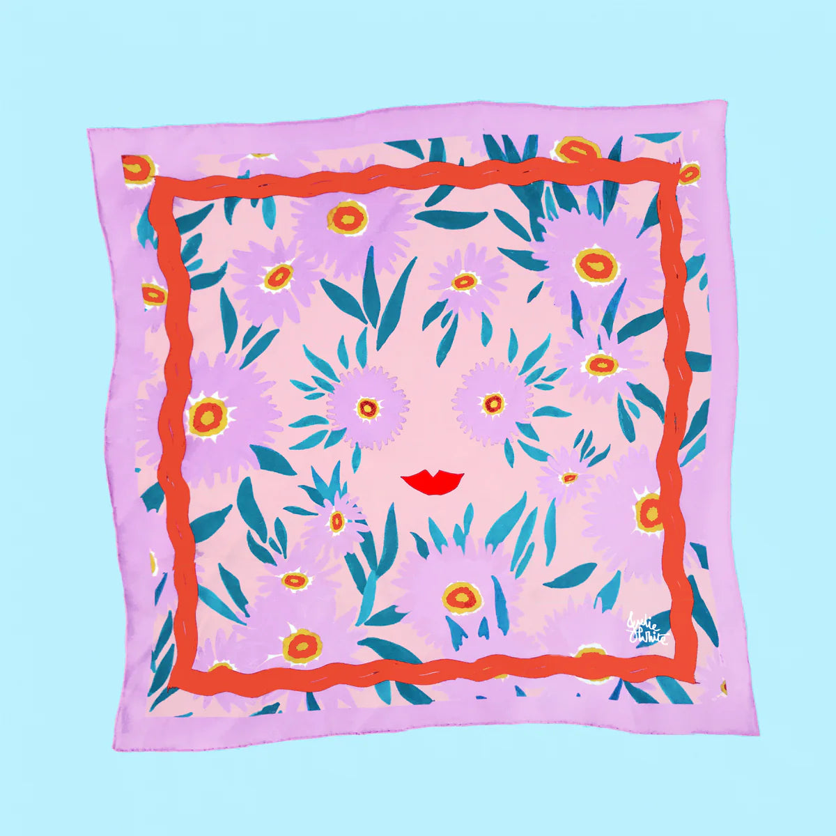 Julie White Silk Cotton Small Square Scarf- Eye See You