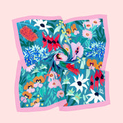 Julie White Silk Square Scarf in Flower Dance Print