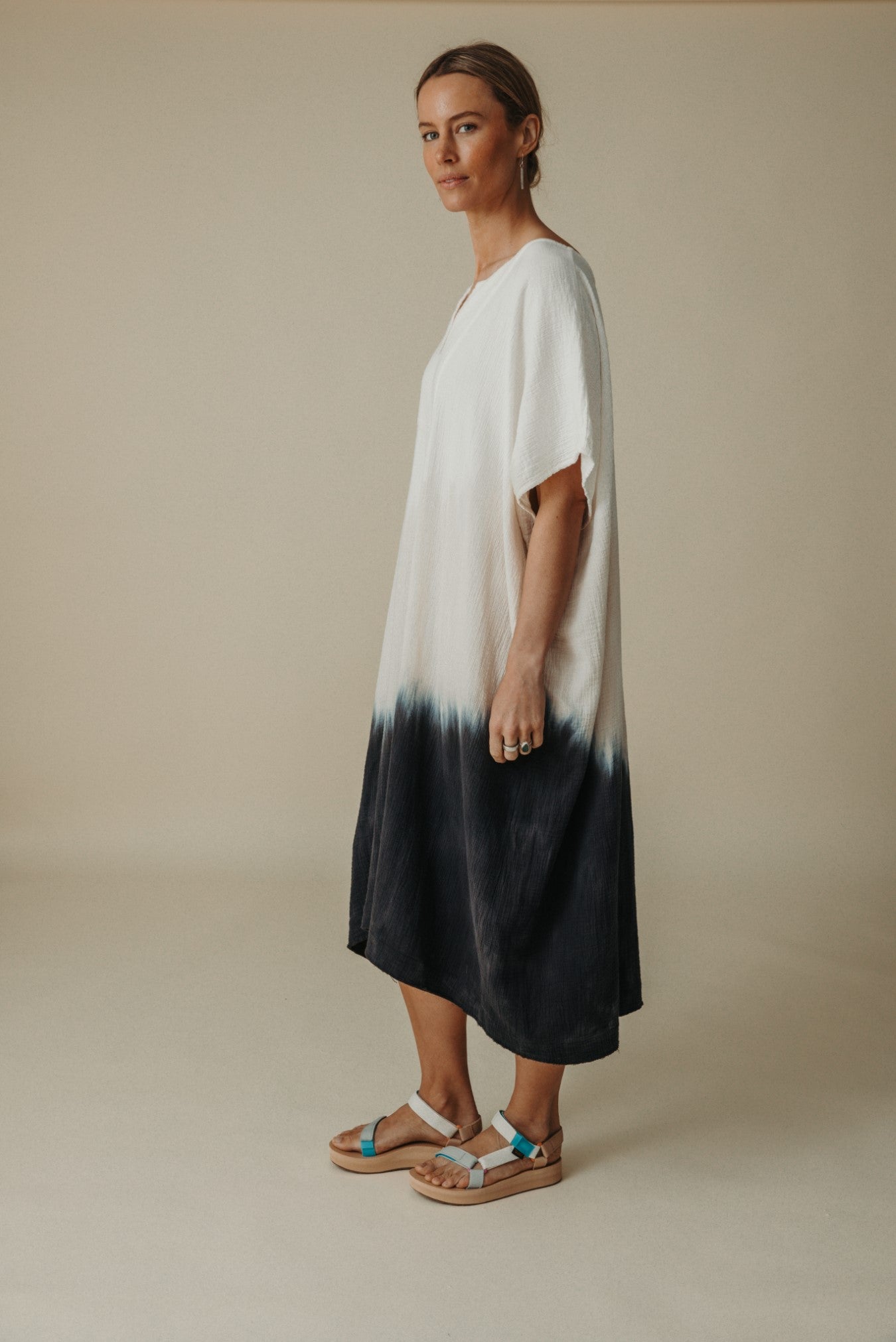 Kaimana Dip-Dyed Kaftan- Pumice x Night Sky