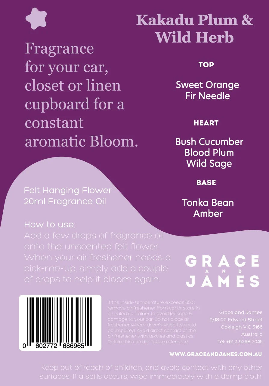 BLOOM Felt Air Freshener- Kakadu Plum & Wild Herb