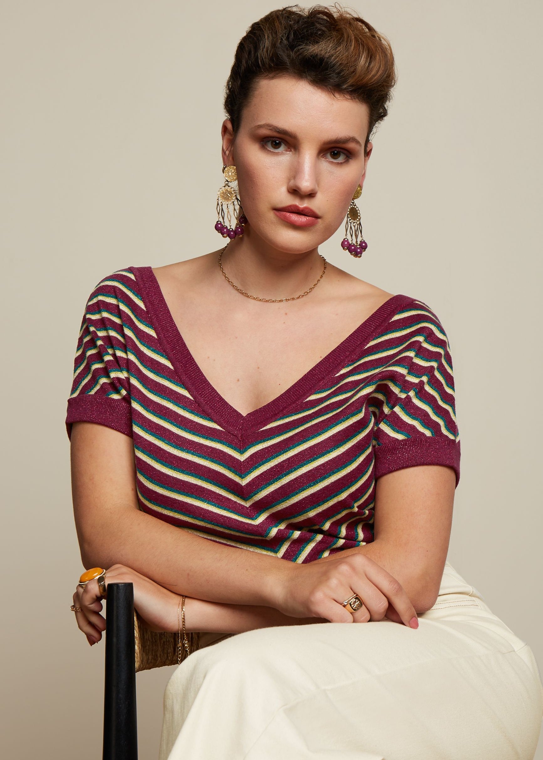 King Louie Double V Top in Ruiz Stripe