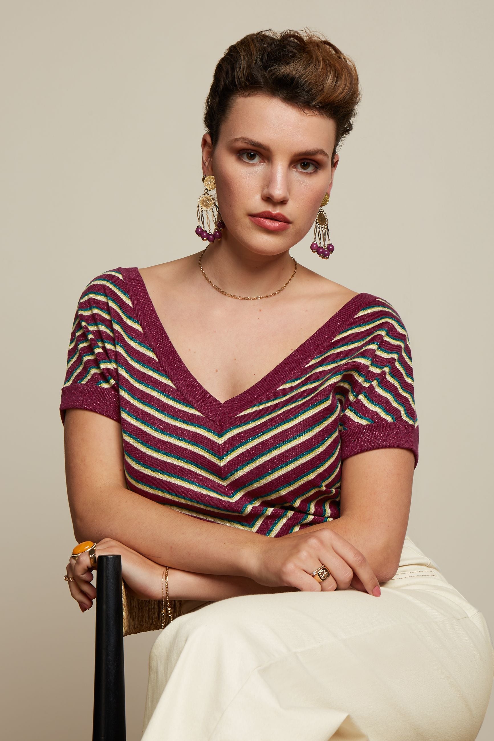 King Louie Double V Top in Ruiz Stripe