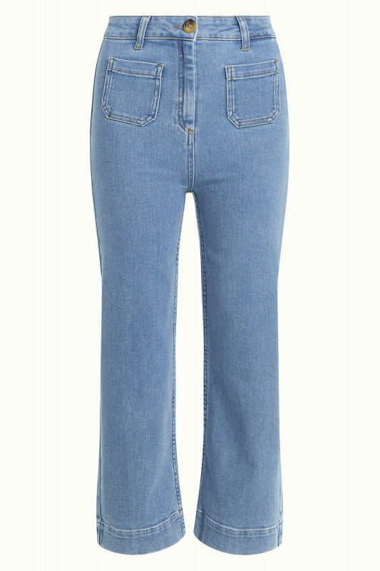 High Waisted Pocket Pants-Denim