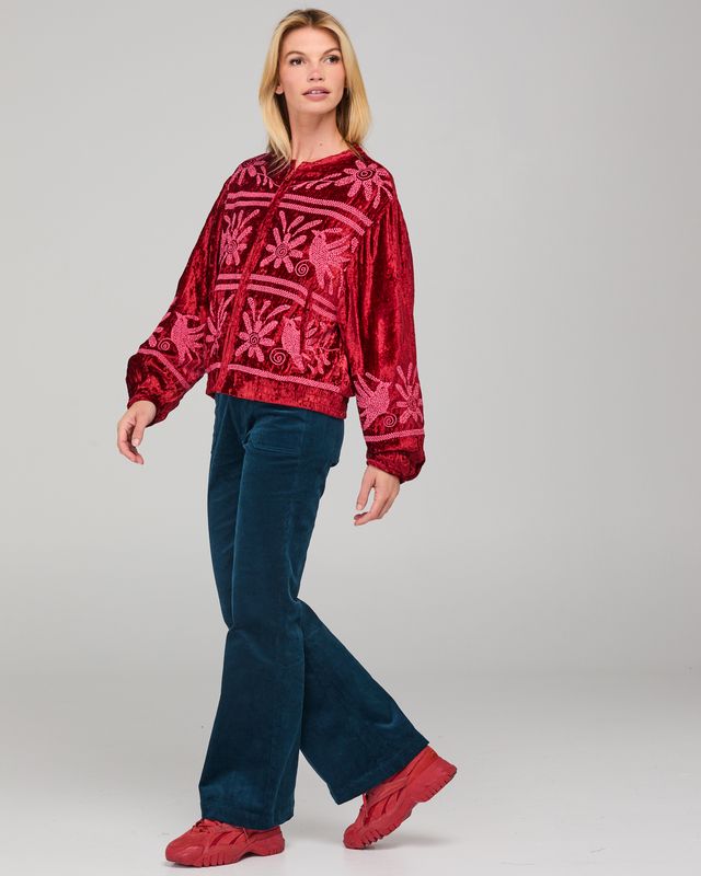 Kirei Embroidered Jacket- Merlot