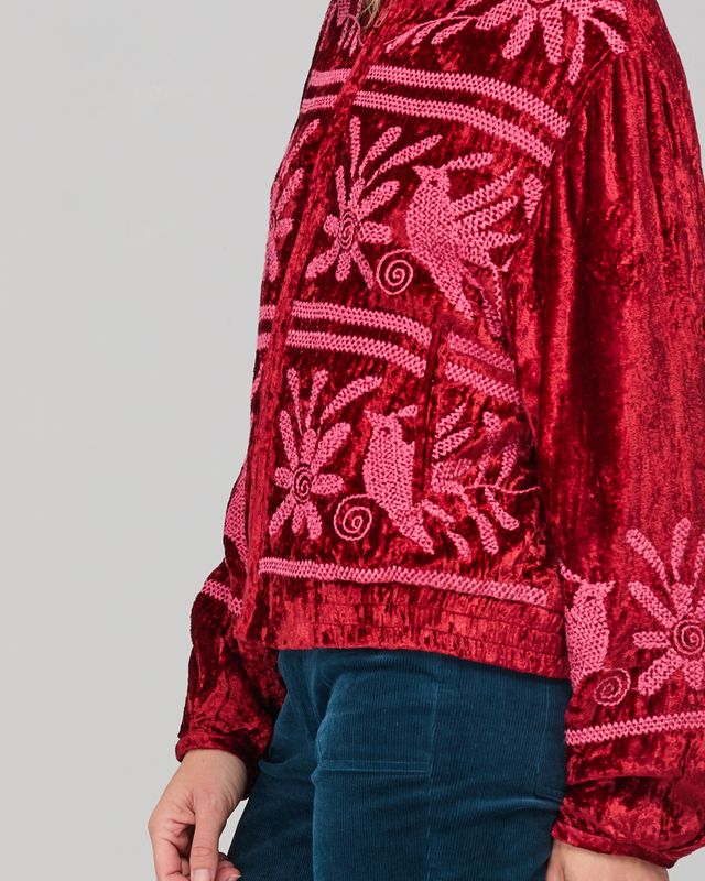 Kirei Embroidered Jacket- Merlot