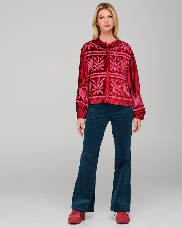 Kirei Embroidered Jacket- Merlot