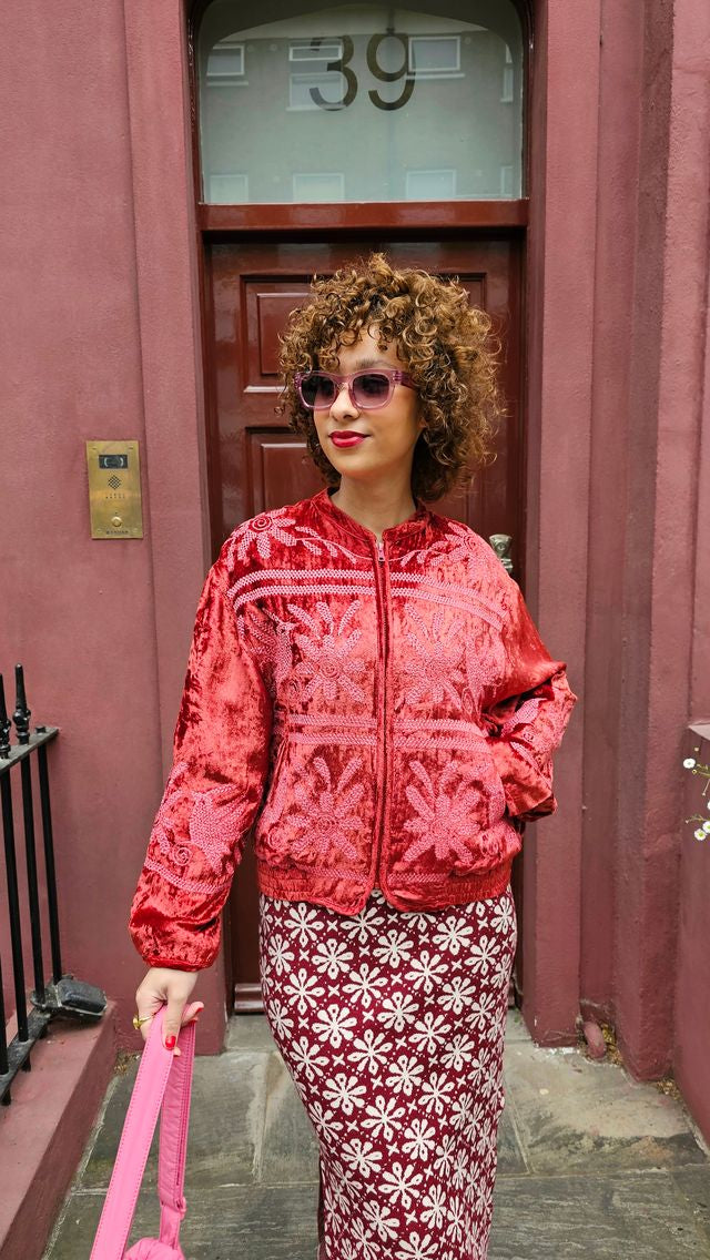 Kirei Embroidered Jacket- Merlot