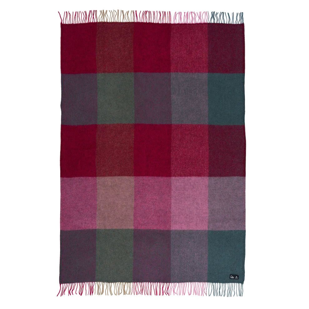Klippan Gotland Check Wool Blanket Pink