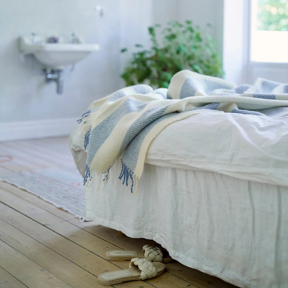 Gotland Vertical Stripe Blanket- Butter