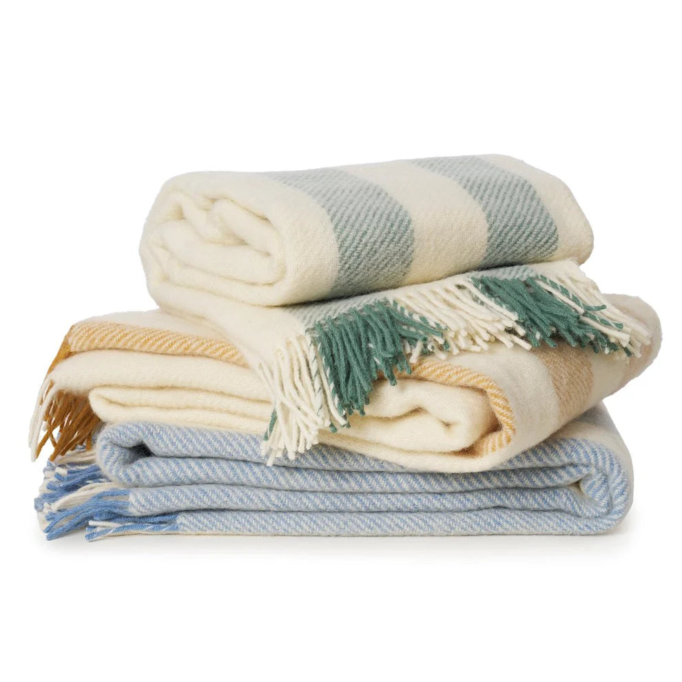 Gotland Vertical Stripe Blanket- Butter