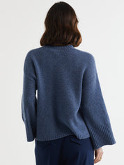 Wide Sleeve Crew- Denim