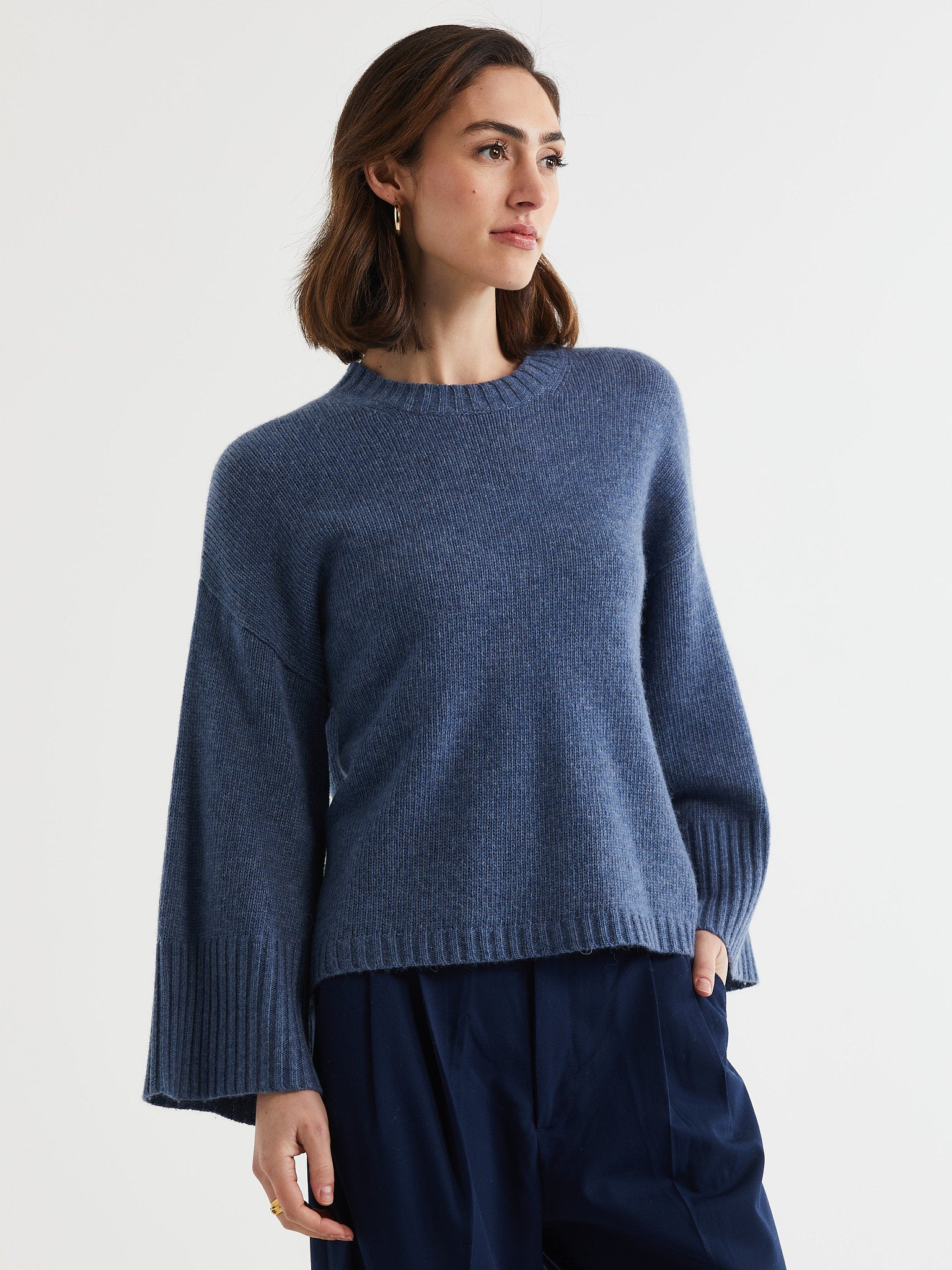 LD & Co Wide Sleeve Crew in Denim