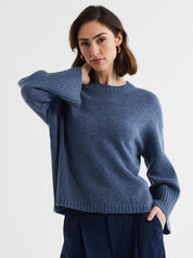 Wide Sleeve Crew- Denim