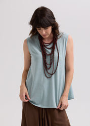 LD & Co Linen A-Line Knit Top in Light Cyan