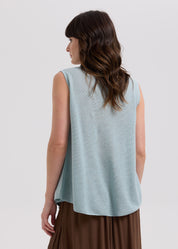 Linen A-Line Top- Light Cyan
