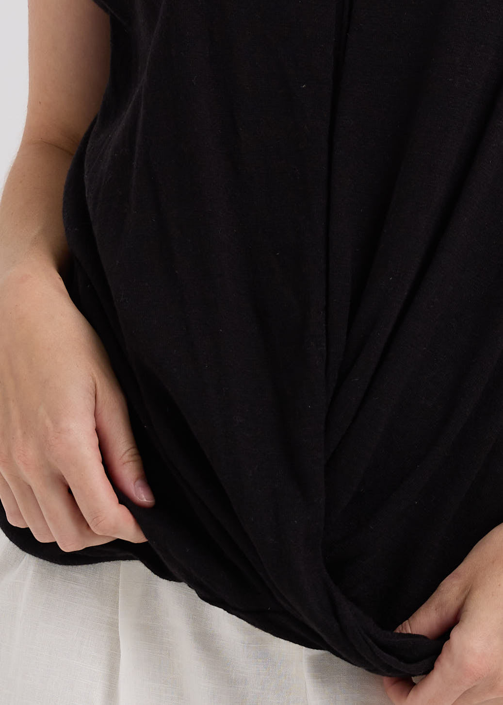 Linen Drape Top- Black