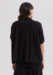 Linen Tie Cardi- Black