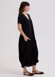 Drape Bottom Dress- Black