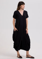 Drape Bottom Dress- Black