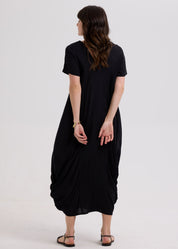 Drape Bottom Dress- Black
