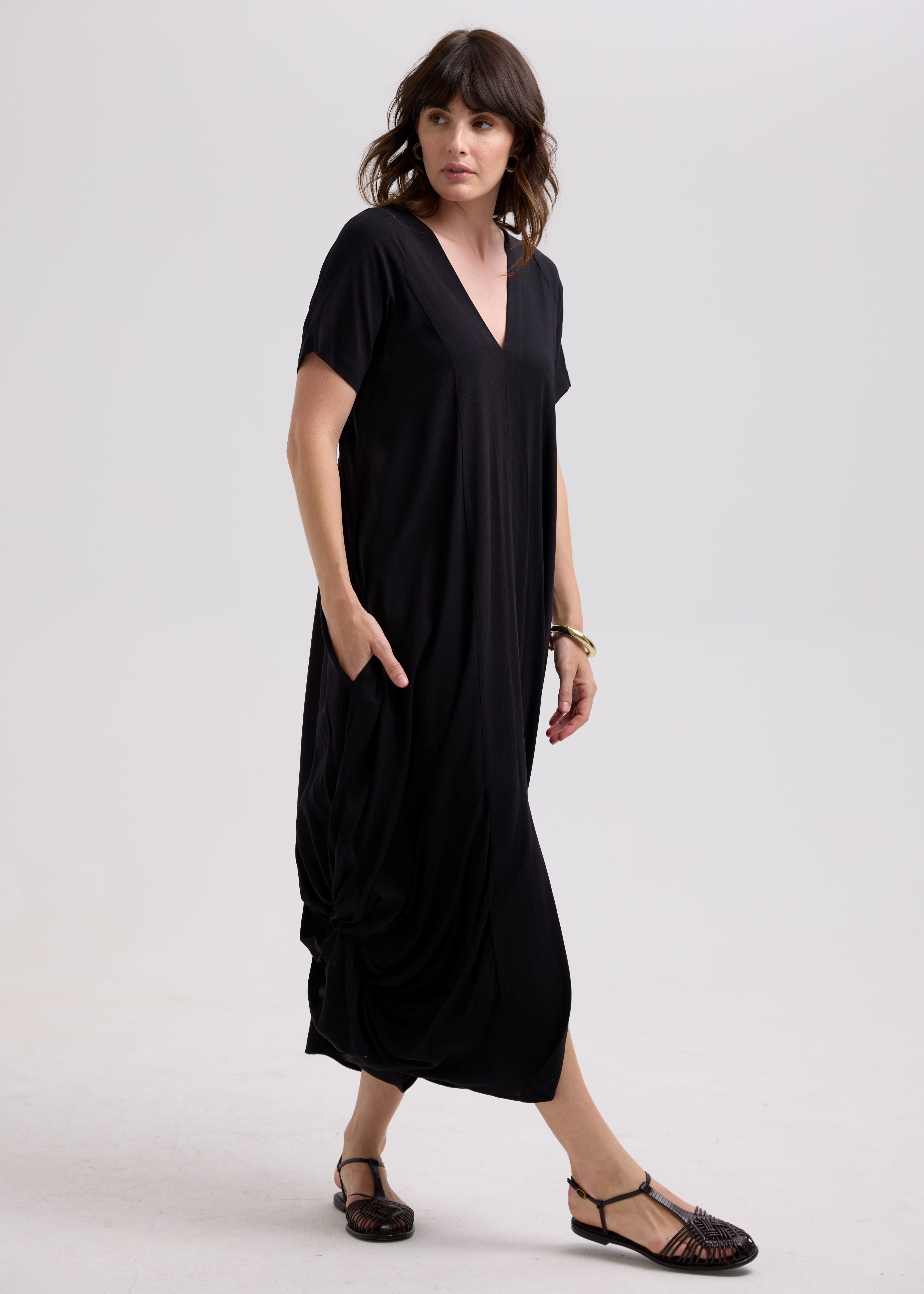 LD & Co Drape Dress in Black
