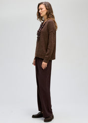Fluffy V Knit- Cocoa