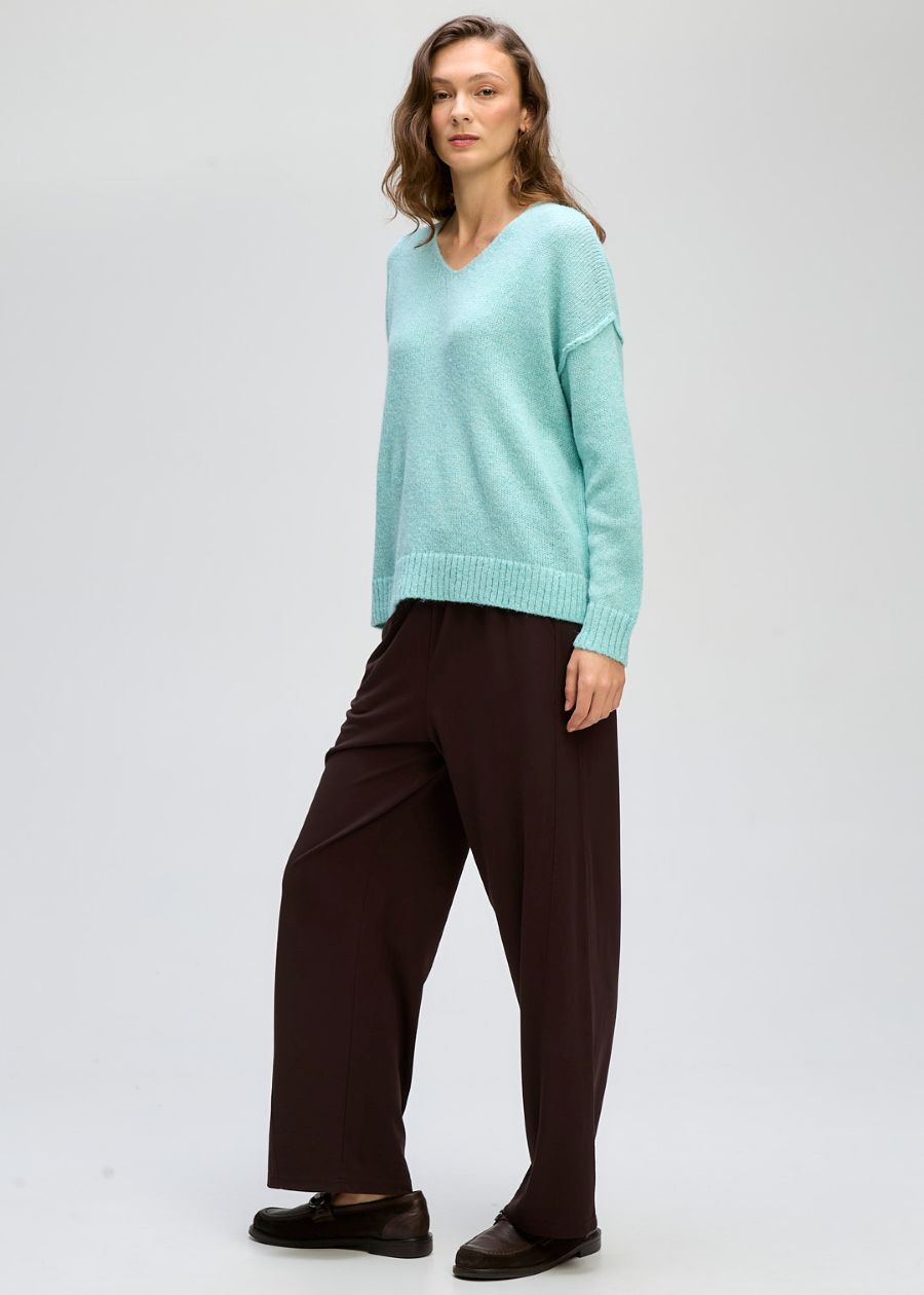 Fluffy V Knit- Seafoam