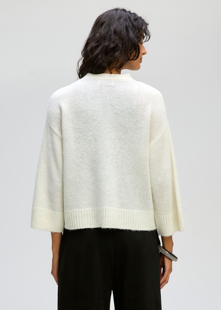 Boxy Detail Cardi- Winter White