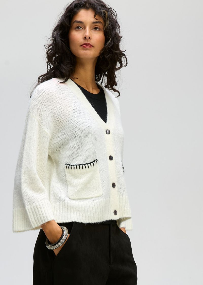 LD & Co Boy Detail Cardi- Winter White