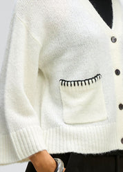 Boxy Detail Cardi- Winter White