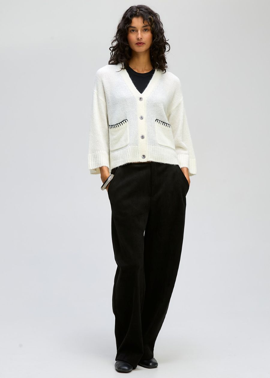 Boxy Detail Cardi- Winter White