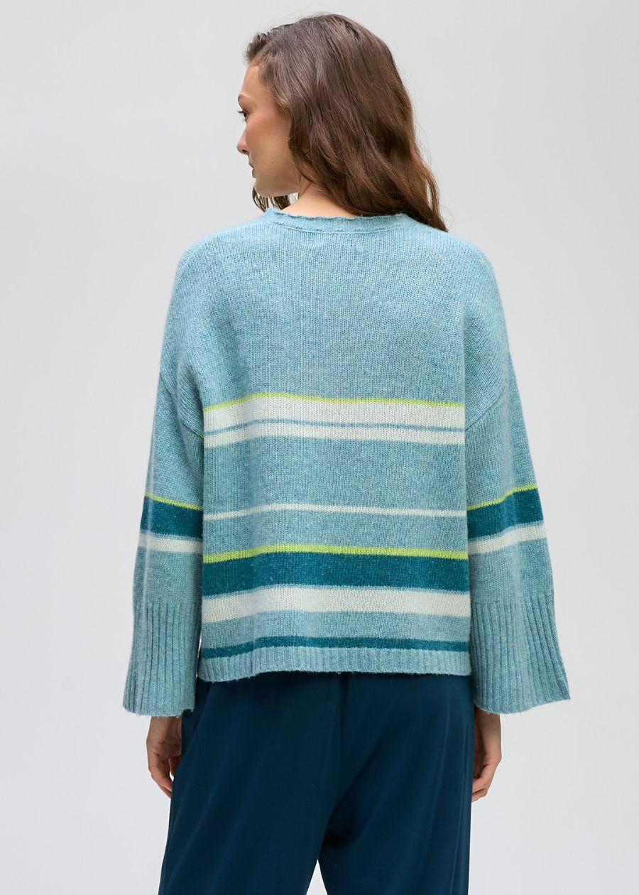 Crop Stripe Jumper- Seafoam